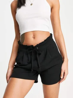 JDY Paperbag Waist Tailored Shorts In Black For Women