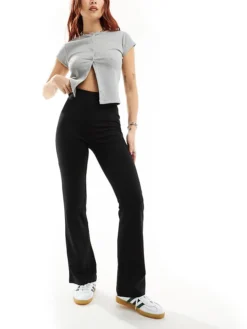 JDY High Waisted Flare Trousers In Black - BLACK For Women