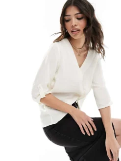 JDY V Neck Blouse In White For Women