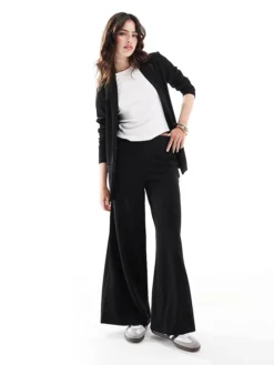 JDY Tailored Wide Leg Trousers & Blazer Co-ord In Black
