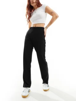 JDY Straight Leg Casual Trousers In Black For Women