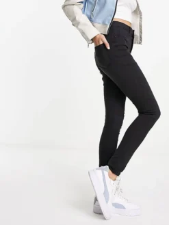 JDY High Waist Skinny Jeans In Washed Black For Women