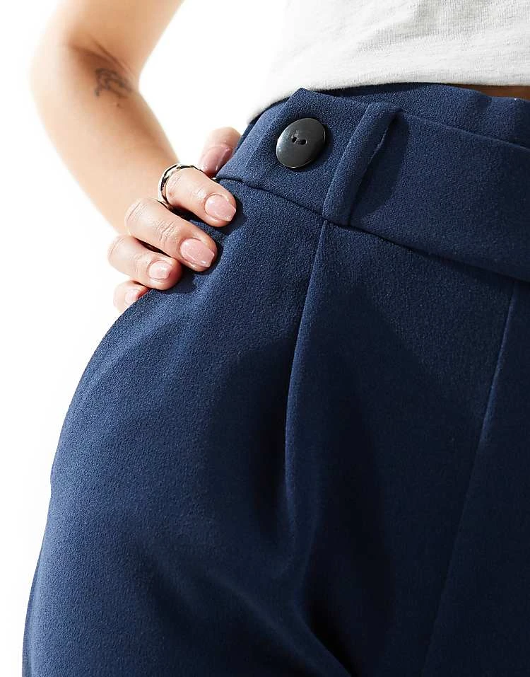 JDY Button Detail Wide Leg Dad Trousers In Navy For Women 3 JDY Button Detail Wide Leg Dad Trousers In Navy For Women - Image 3