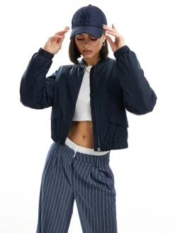 JDY Cropped Padded Bomber Jacket In Navy For Women Sky Captain