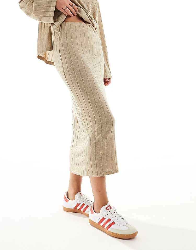 JDY Ribbed Midi Skirt Co-ord In Beige For Women Humus 5 JDY Ribbed Midi Skirt Co-ord In Beige For Women Humus - Image 5