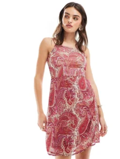JDY Cami Mini Dress In Pink Paisley Print For Women Light Pink