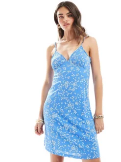 JDY A-line Cami Dress In Light Blue Floral For Women Mid Blue