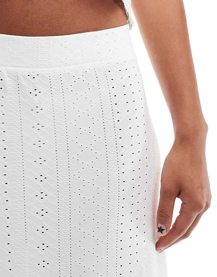 JDY Tiered Pointelle Maxi Skirt In Off White For Women 5 JDY Tiered Pointelle Maxi Skirt In Off White For Women - Image 5