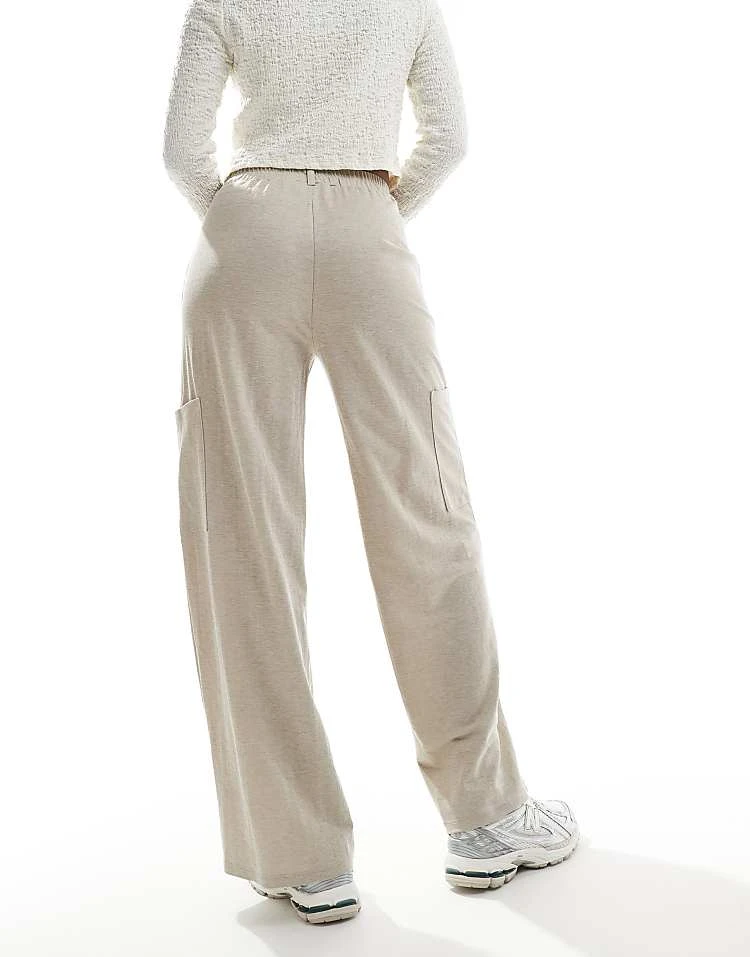 JDY Wide Leg Trousers With Cargo Pockets In Texture Beige For Women 3 JDY Wide Leg Trousers With Cargo Pockets In Texture Beige For Women - Image 3