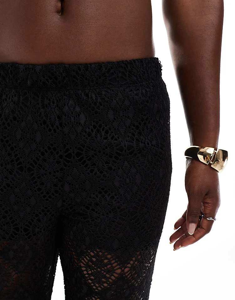 JDY Crochet Wide Leg Trouser With Short Inscert In Black For Women 3 JDY Crochet Wide Leg Trouser With Short Inscert In Black For Women - Image 3