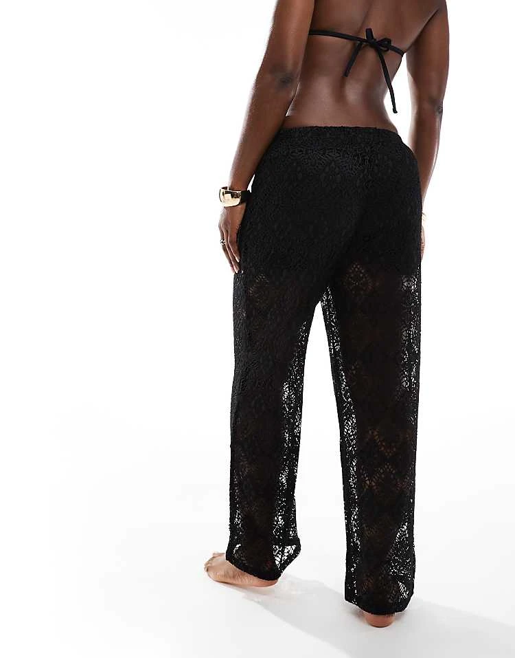 JDY Crochet Wide Leg Trouser With Short Inscert In Black For Women 5 JDY Crochet Wide Leg Trouser With Short Inscert In Black For Women - Image 5