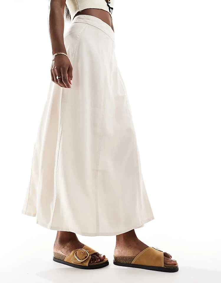 JDY Wrap Tie Detail Skirt In Stone For Women 6 JDY Wrap Tie Detail Skirt In Stone For Women - Image 6