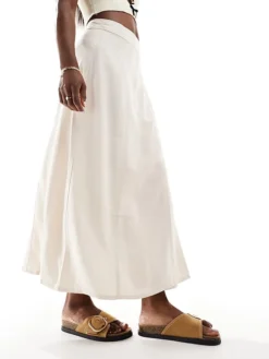 JDY Wrap Tie Detail Skirt In Stone For Women