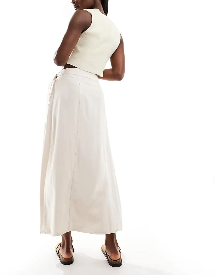 JDY Wrap Tie Detail Skirt In Stone For Women 3 JDY Wrap Tie Detail Skirt In Stone For Women - Image 3