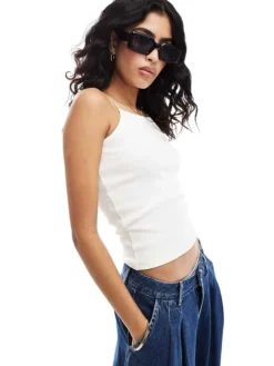 JDY Racer Cami Top In White For Women