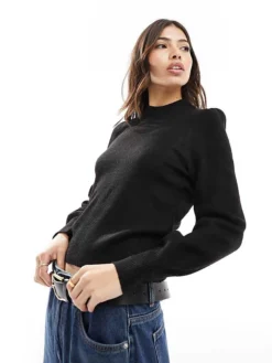 JDY High Neck Long Sleeve Jumper In Black For Women