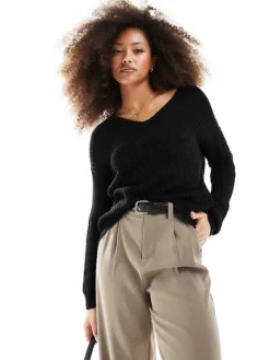 JDY Long Sleeve Slouchy Jumper In Black For Women
