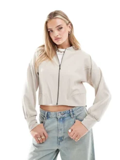 JDY Lightweight Bomber Jacket In Stone For Women