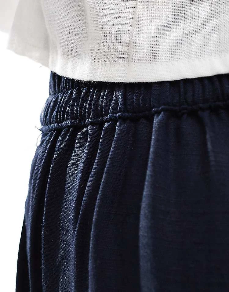 JDY High Waist Pull On Linen Look Trouser In Navy For Women Blue 2 JDY High Waist Pull On Linen Look Trouser In Navy For Women Blue - Image 2