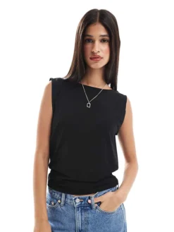 JDY Reversible Waterfall Sleeveless Top In Black For Women