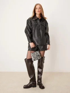 JDY Faux Leather Co-ord In Black