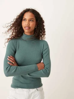 JDY Roll Neck Jumper In Teal For Women