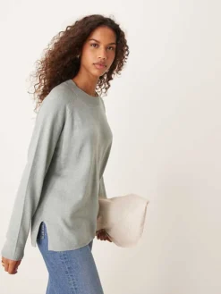 JDY Round Neck Jumper In Light Blue For Women