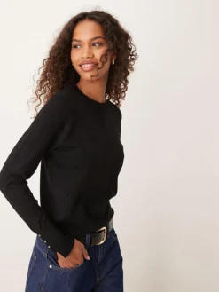 JDY Knitted Jumper With Sleeve Button Detail In Black For Women