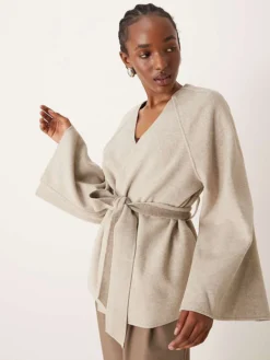 JDY Wide Sleeve Drapy Jacket In Light Beige Melange For Women