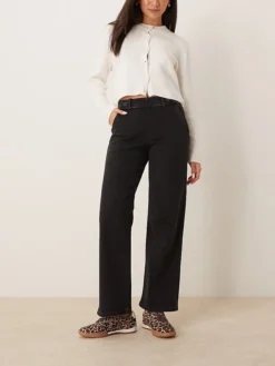 JDY High Waist Button Detail Jeans In Black For Women Black Denim