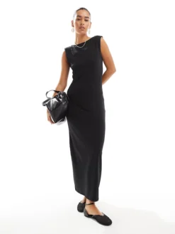 JDY Cap Sleeve Maxi Jersey Dress In Black For Women
