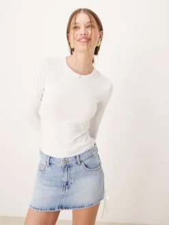 JDY Round Neck Second Skin Bodysuit In White For Women