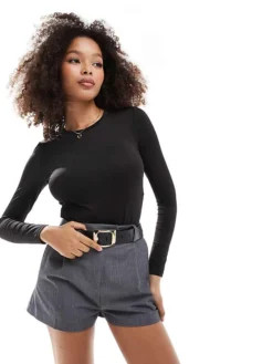 JDY Round Neck Second Skin Bodysuit In Black For Women