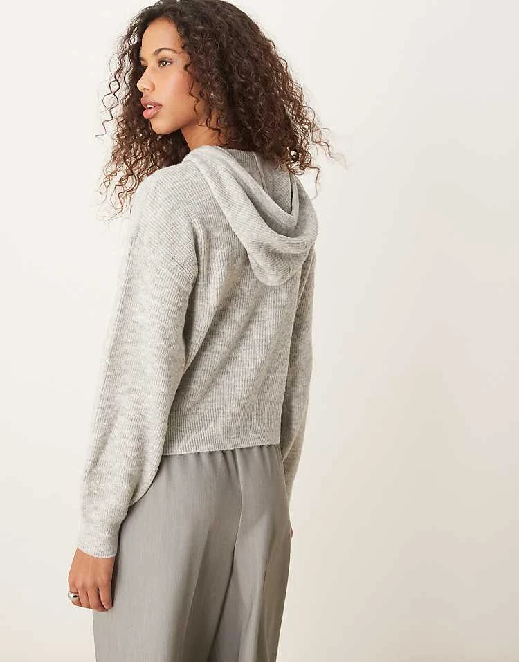 JDY Knitted Hoodie In Grey Melange For Women Light Grey 2 JDY Knitted Hoodie In Grey Melange For Women Light Grey - Image 2