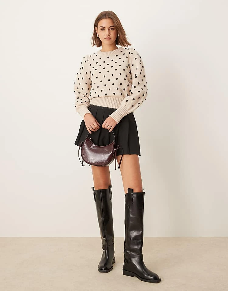 JDY Puffy Sleeves Textured Jumper In Stone For Women Cement 2 JDY Puffy Sleeves Textured Jumper In Stone For Women Cement - Image 2