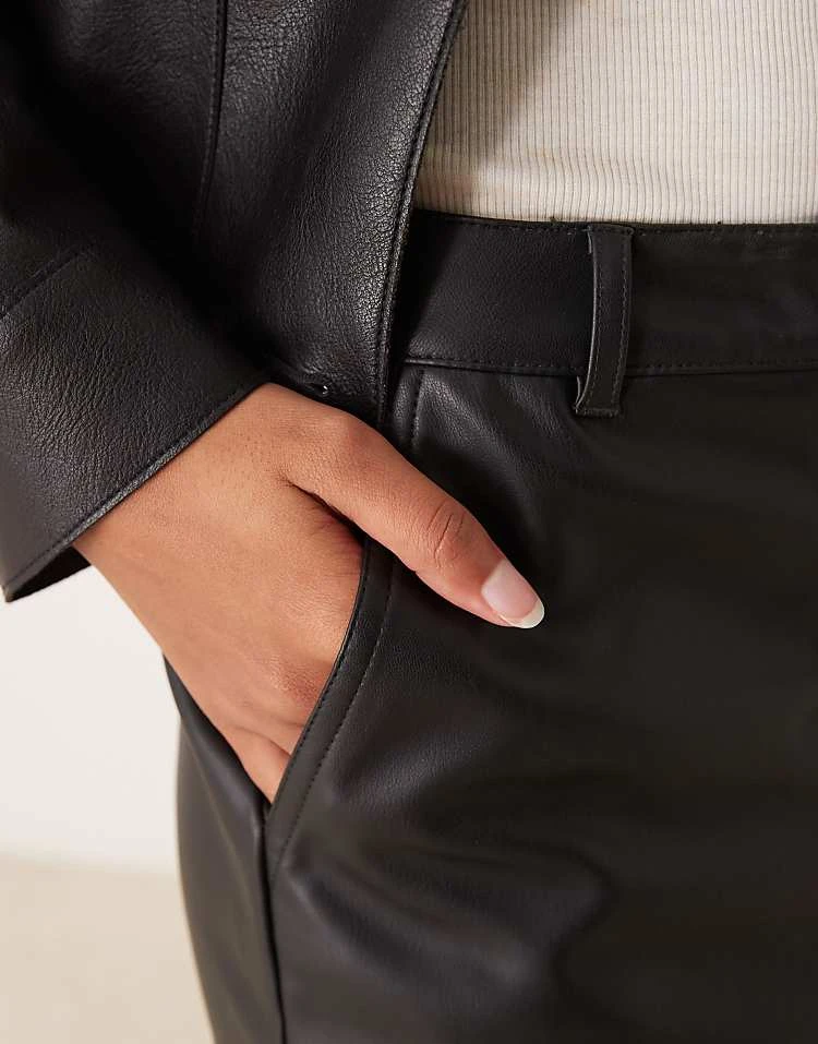 JDY Faux Leather Midi Skirt In Black For Women 3 JDY Faux Leather Midi Skirt In Black For Women - Image 3