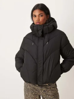 JDY Short Padded Jacket With Hood In Black For Women