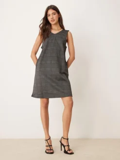 JDY Check Pinafore Mini Dress In Grey For Women