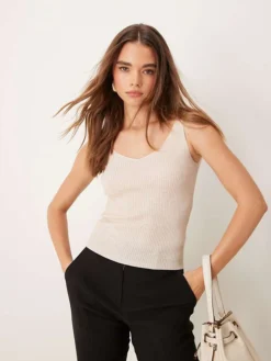 JDY Glitter Knitted Vest In Gold For Women White