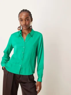 JDY Satin Shirt In Green For Women