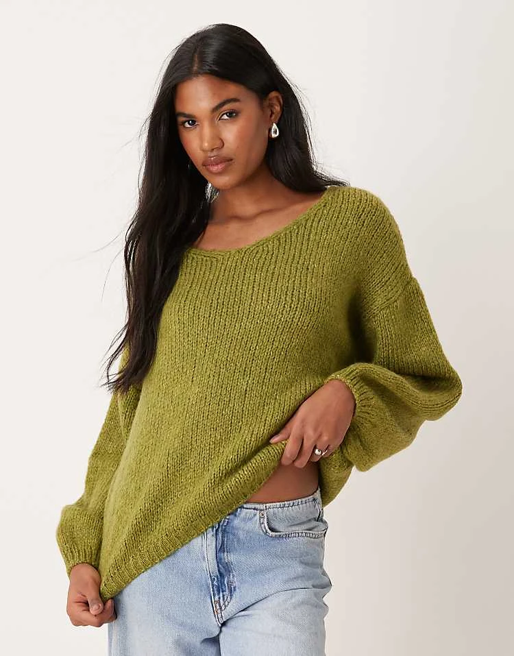 JDY Reversible Pullover Knitted Jumper In Green For Women 5 JDY Reversible Pullover Knitted Jumper In Green For Women - Image 5
