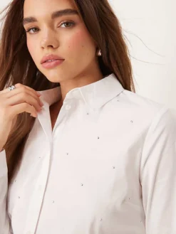 JDY Studded Shirt In White For Women