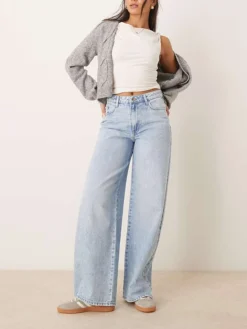 JDY High Waisted Wide Leg Jeans In Light Blue Wash For Women