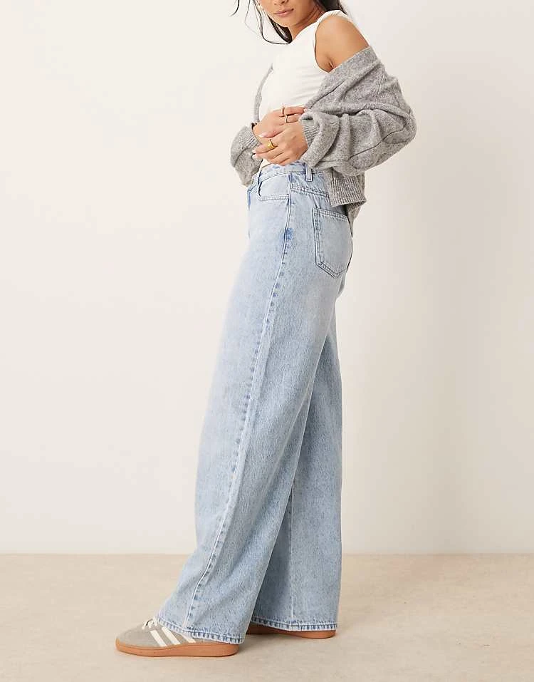 JDY High Waisted Wide Leg Jeans In Light Blue Wash For Women 3 JDY High Waisted Wide Leg Jeans In Light Blue Wash For Women - Image 3