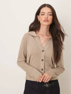 JDY V-neck Collar Cardigan In Beige For Women
