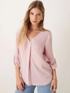 JDY V Neck Blouse In Light Pink For Women