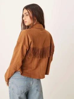 JDY Faux Suede Jacket In Tan For Women Brown