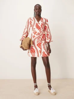 JDY Wrap Kimono Dress In Red Floral Print For Women