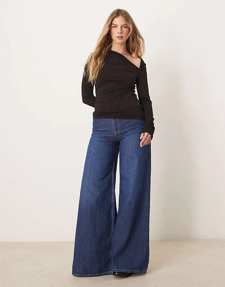 JDY Asymmetric Neck Slinky Long Sleeve Top In Black For Women 2 JDY Asymmetric Neck Slinky Long Sleeve Top In Black For Women - Image 2