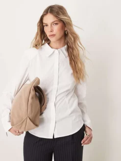 JDY Fitted Structure Shirt In White For Women Cloud Dancer